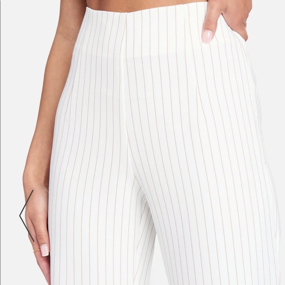BEBE STRIPE TWILL HIGH WAIST WIDE LEG PANT - Picture 2 of 4